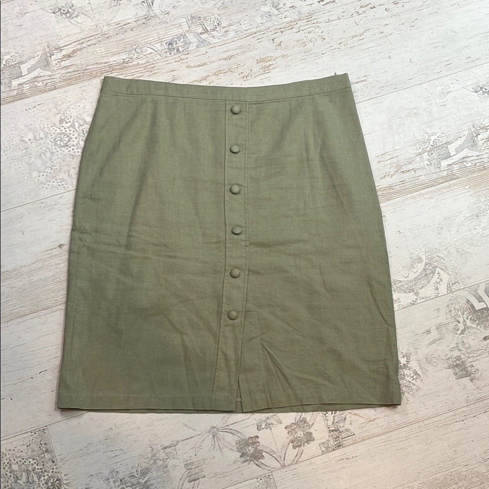 Grey Green Button Up Midi Skirt
